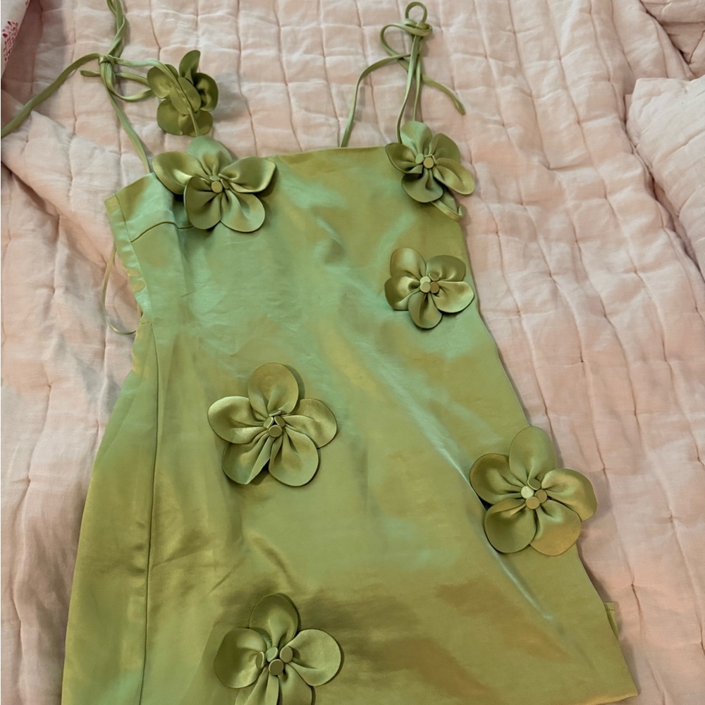 ASTR Cerelia 3D Floral Mini Dress size M green